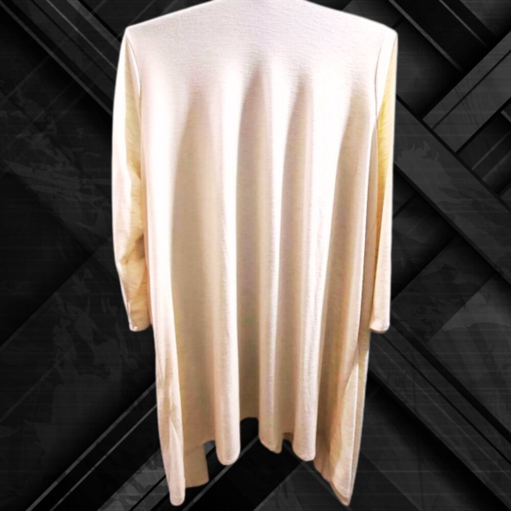 Woman Within 2X Ivory Long Open Cardigan Duster Sweater Lightweight Plus 26/28 - Picture 2 of 7